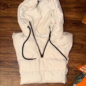 Zara Cream Puffer Vest with Hood